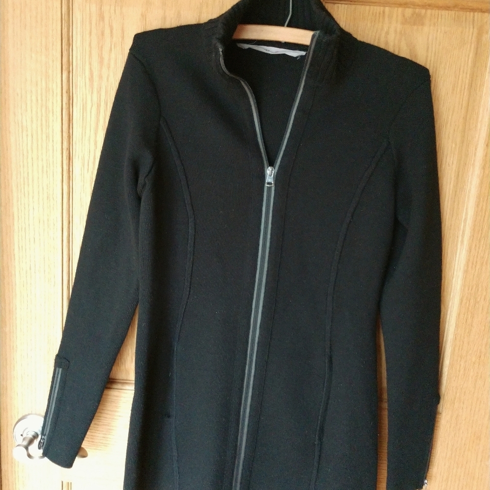 Athleta Black Knit Sweater Jacket Coat